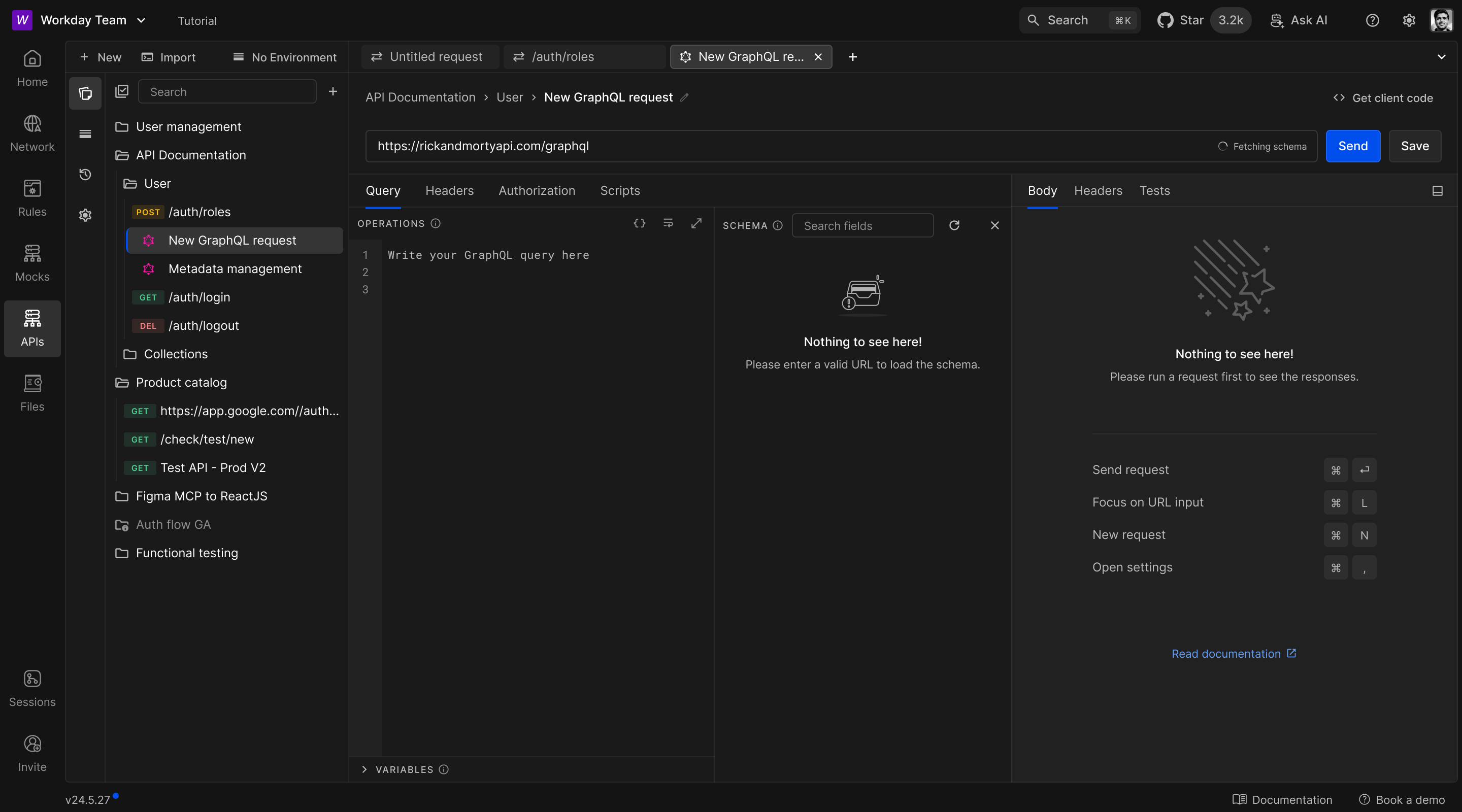 GraphQL editor fetching schema from a GraphQL endpoint