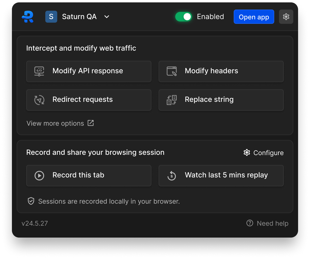 Settings panel with a helper tooltip